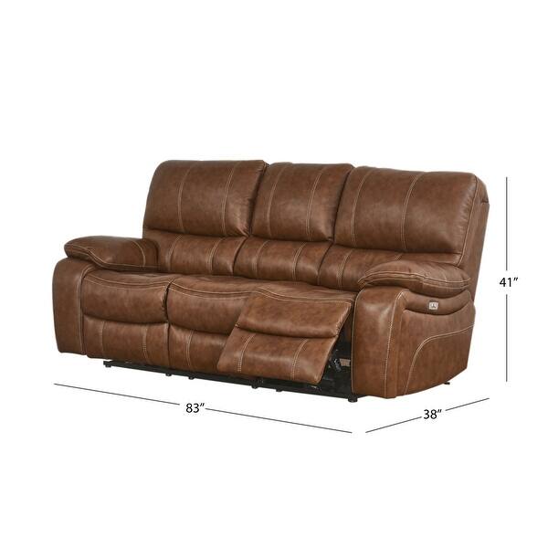 Abbyson Browning Top Grain Leather Power Reclining Loveseat w/ USB