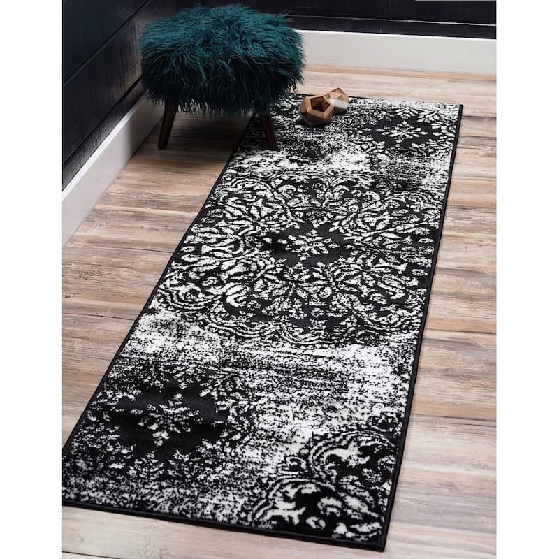 Transitional Fredo Collection Area Rug - 2'x13' - Black