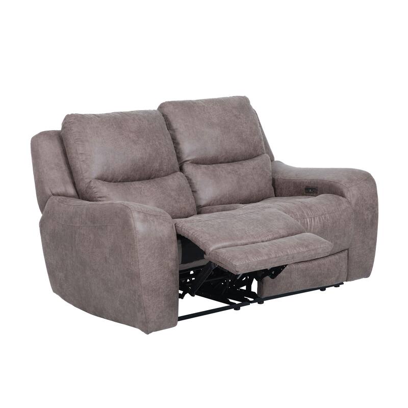 Furniture of America Evelio Modern 2-Piece Oversized Power Recline Sofa Set with USB Ports