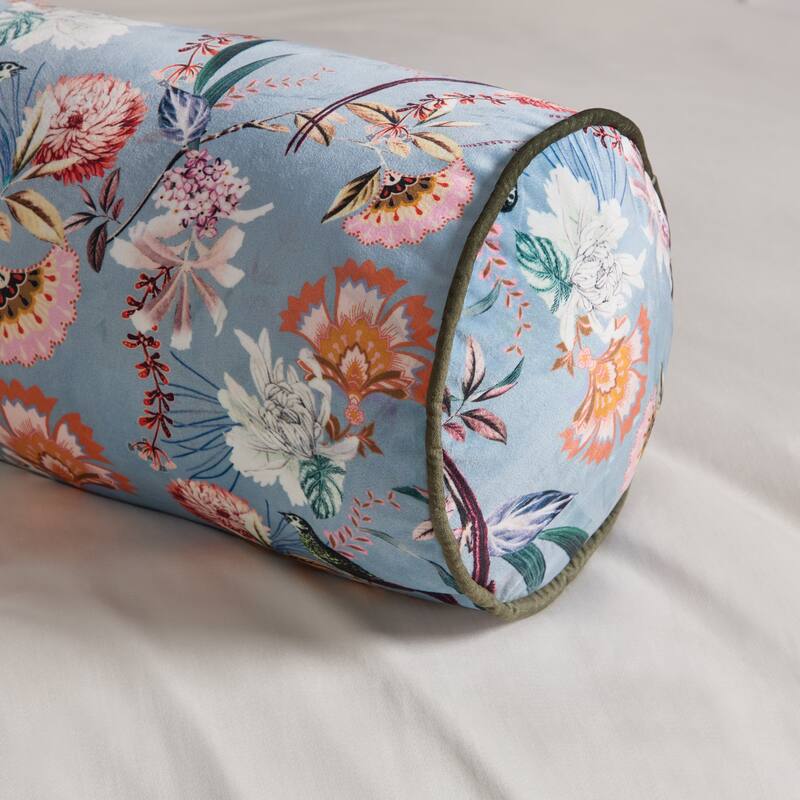 Ted Baker Tropical Birds Printed Velvet Bolster Pillow