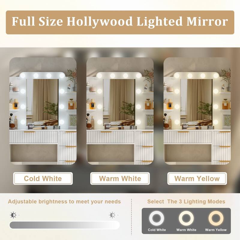 Meyreso Vanity Set With Lighted Mirror