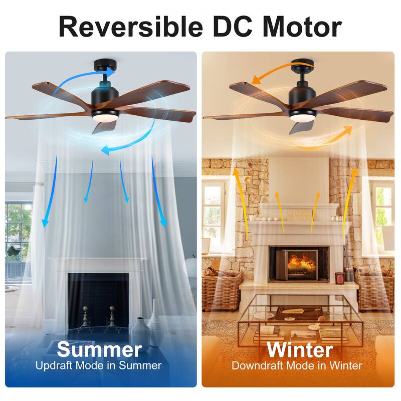 YUHAO SylvanAir Modern 52 in. Flush Mount Outdoor/Indoor Ceiling Fan with 3 Solid Wood Blades and DC Reversible Motor