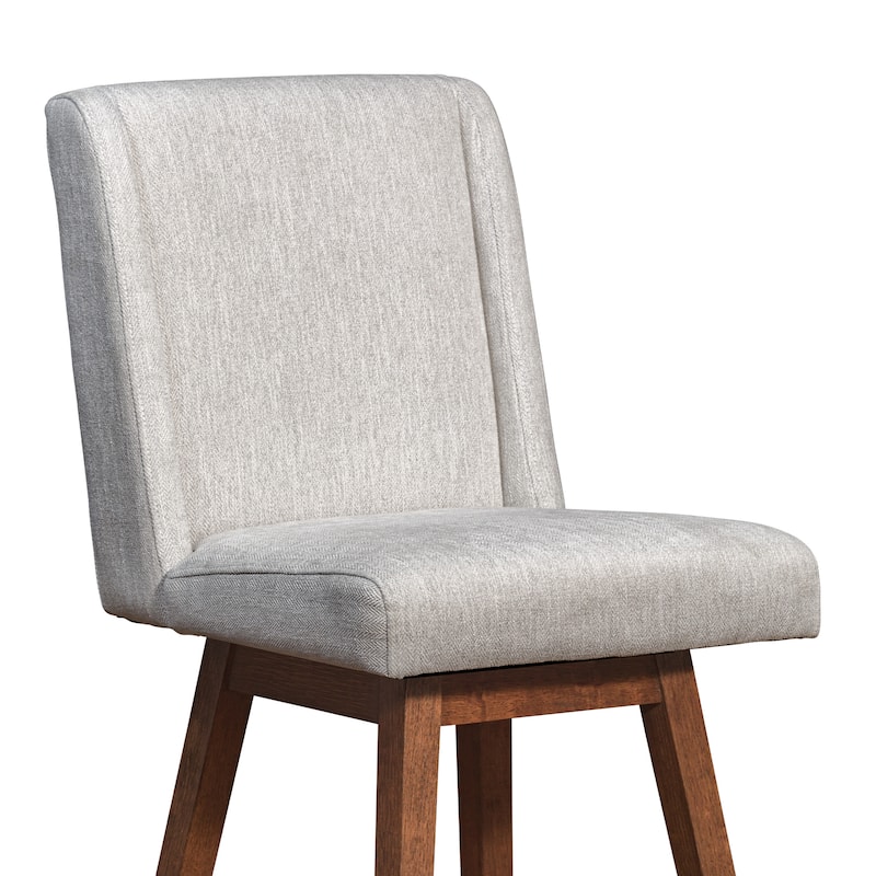 Stancoste Wingback Swivel Bar or Counter Stool with Wood Legs