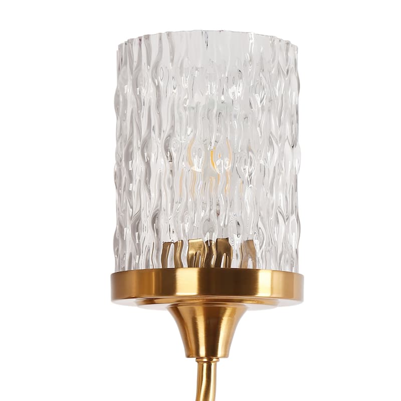 Modern 3-Light Gold Bathroom Vanity Light Art Deco Glass Wall Sconces - Brass Gold - 22.8"Wx11.8"H