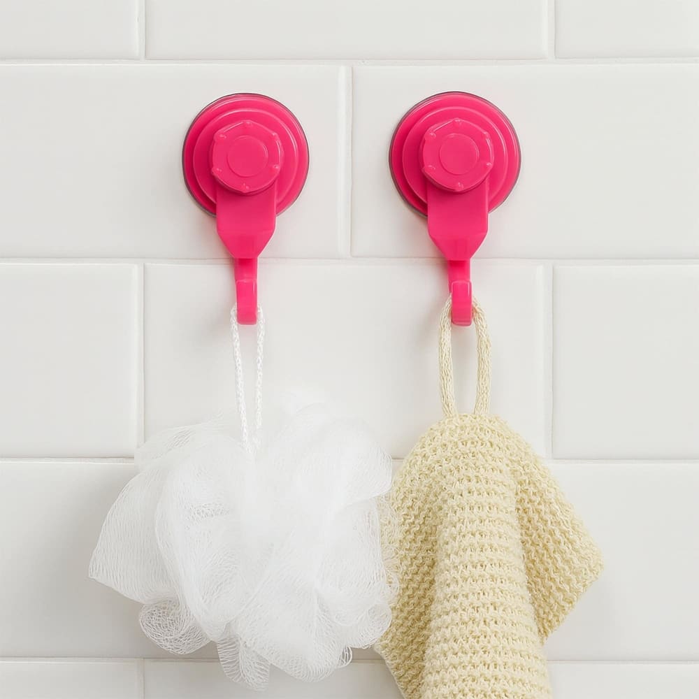 Set of 2 Strong Hold Vacuum Suction Cup Hooks for Shower