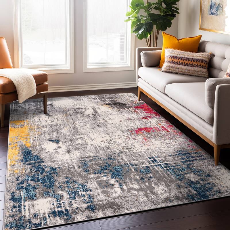 World Rug Gallery Perugia Modern Abstract Area Rug - 5' x 7' - Multi - Rectangle