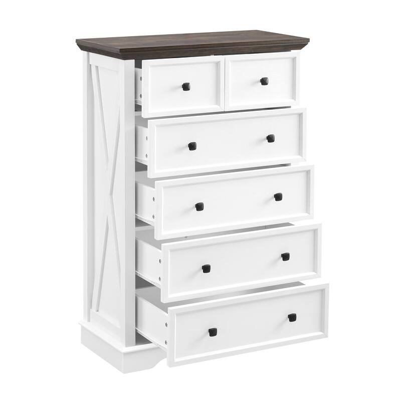 Farmhouse Style Dresser Tall Drawer Storage Organizer with 6 Drawers, for Bedroom Living Room and Hallway