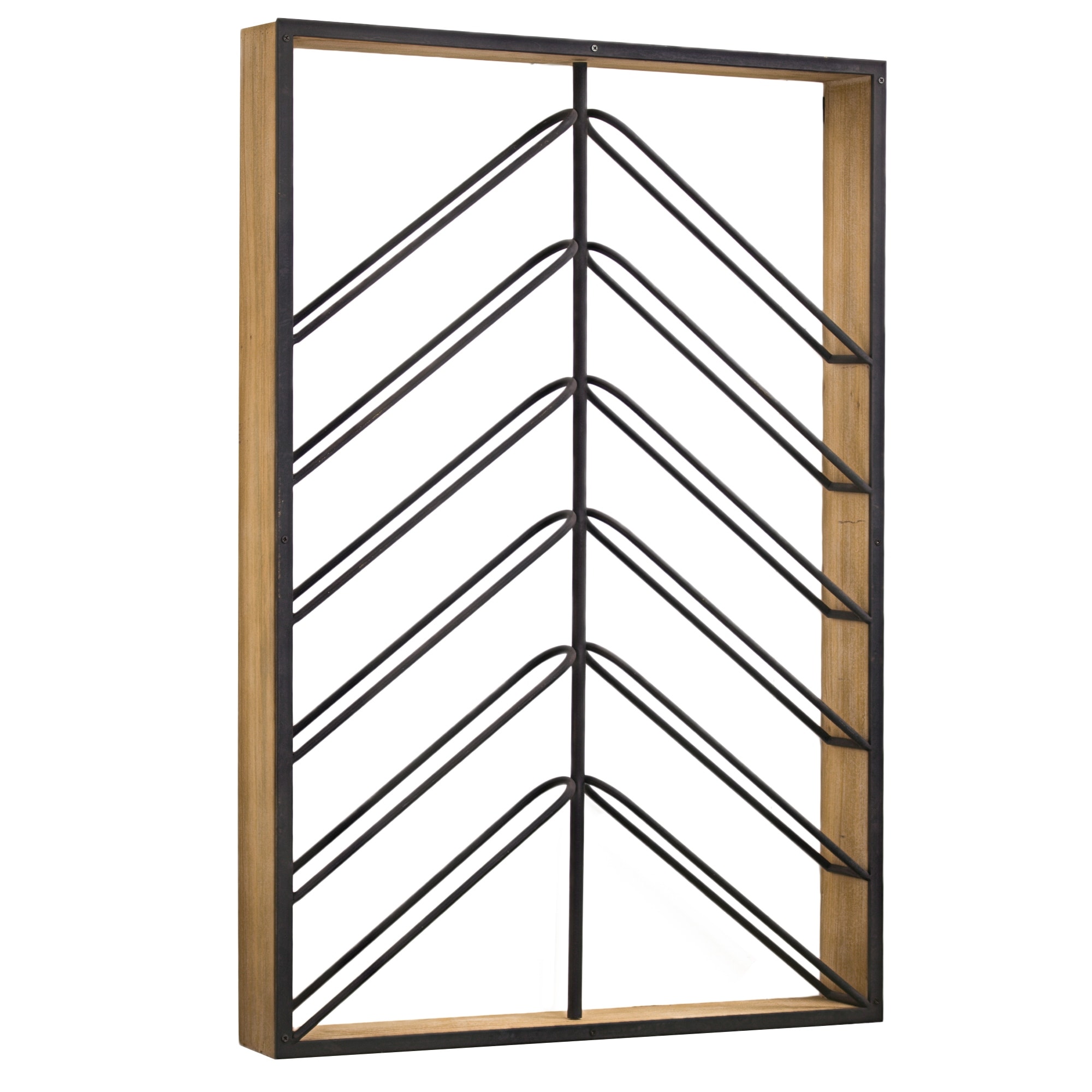 Wood and Metal Wall Mounted Wine Rack (36.25" x 24.25")