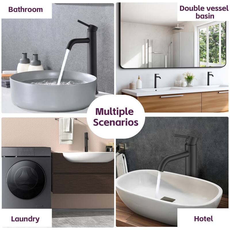 Modern Tall Vessel Single Handle Bathroom Sink Faucet with Controllable Flow and Temperature, Anti Corrosion and Anti Rust