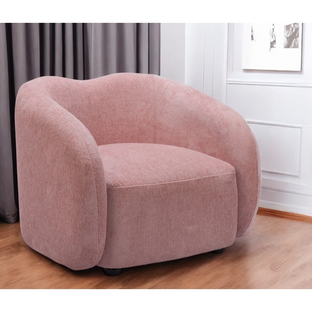 HomeRoots 36" Pink And Black Faux Shearling And Upholstered Arm Chair - 36' X '28' X '33