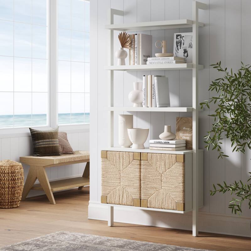 Nathan James Theo Open Shelf Industrial Bookcase with Drawers or Cabinets
