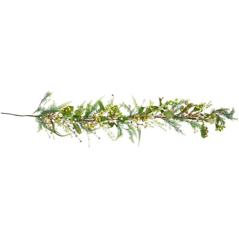Berry and Crabapple Fern Foliage Spring Garland - 5'