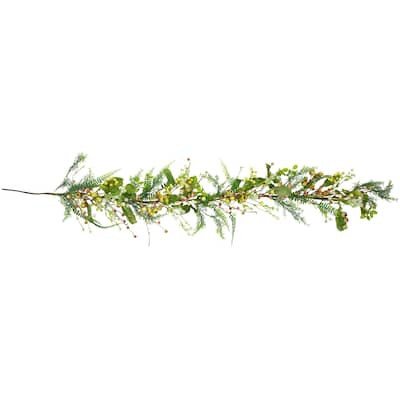 Berry and Crabapple Fern Foliage Spring Garland - 5'
