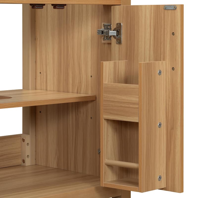 GDFStudio - Barro Transitional Freestanding Bathroom Vanity Cabinet with Ceramic Sink, Dual-Layer Rack & Soft Close Storages