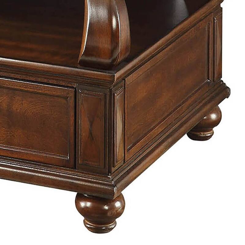 Yaztrie Walnut 4-drawer Coffee Table with Open Shelf