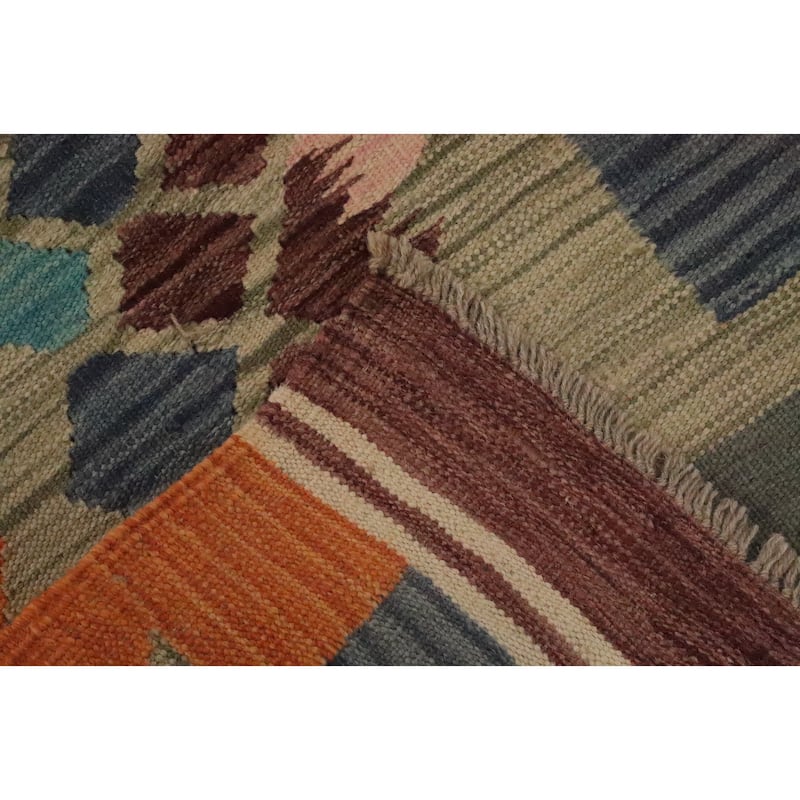 Hand Woven Oriental 100% Wool Carpet Southwestern Tribal Multi-Colored Kilim Area Rug - 8' 8'' X 5' 6''
