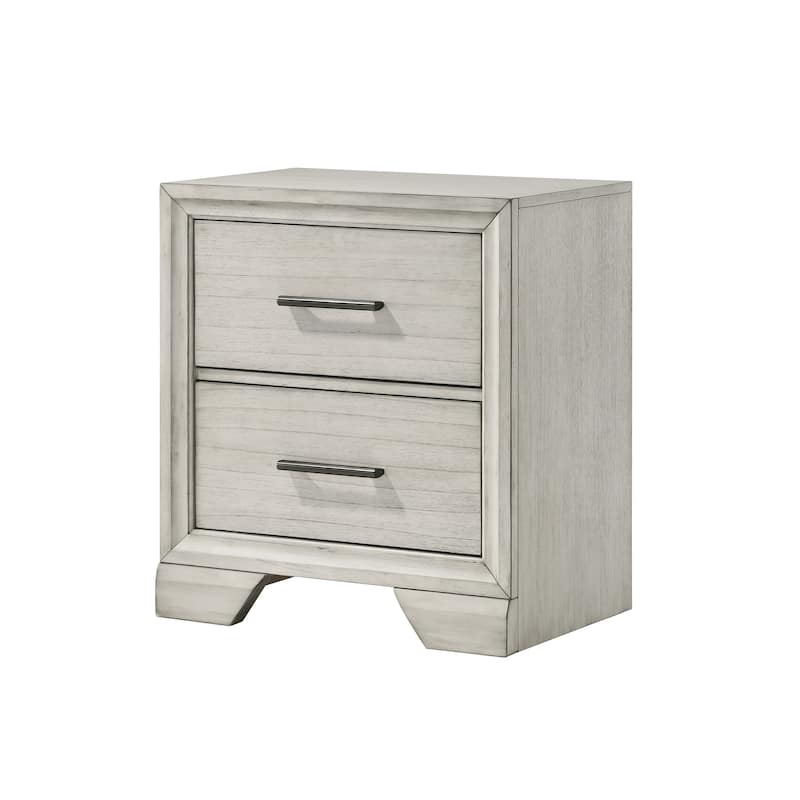 1pc Contemporary Style Two Storage Drawers Nightstand End Table Bedroom Solid Wood Wooden Furniture