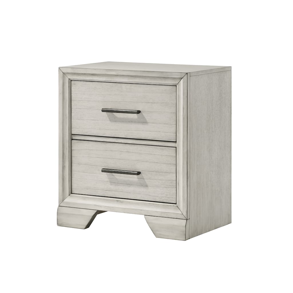 1pc Contemporary Style Two Storage Drawers Nightstand End Table Bedroom Solid Wood Wooden Furniture
