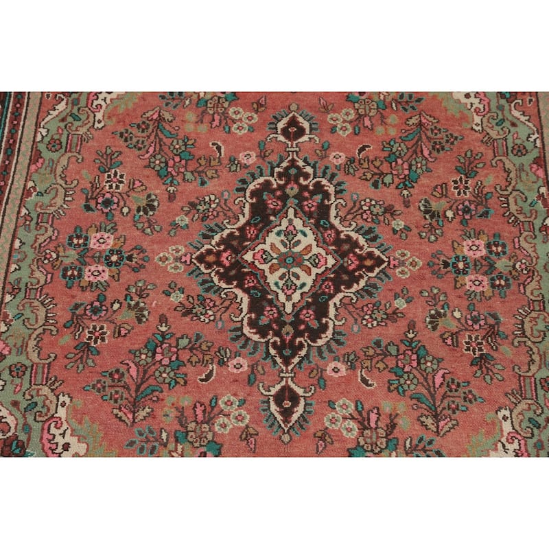 Hamedan Persian Vintage Area Rug Hand-Knotted Wool Carpet - 6'8" x 9'7"