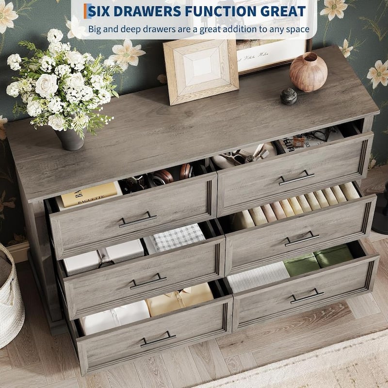 47" Farmhouse 6 Drawers Dresser