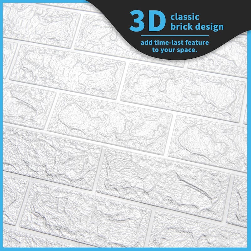 Art3d 20pcs 30.5"x27.5" White Self-adhesive Foam Faux Brick Wall Tiles Wall Sticker