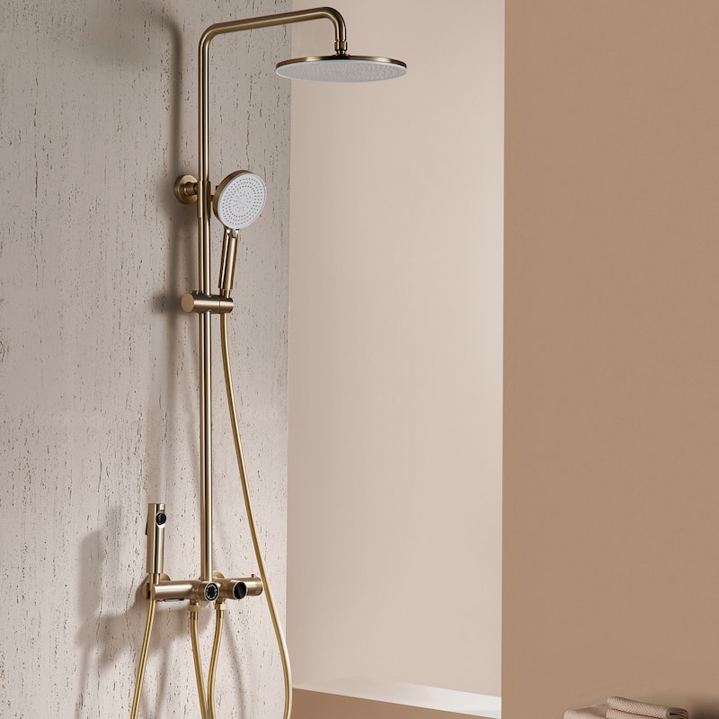 Matte Black Wall Mounted Thermostatic Bathroom Shower Faucet Set