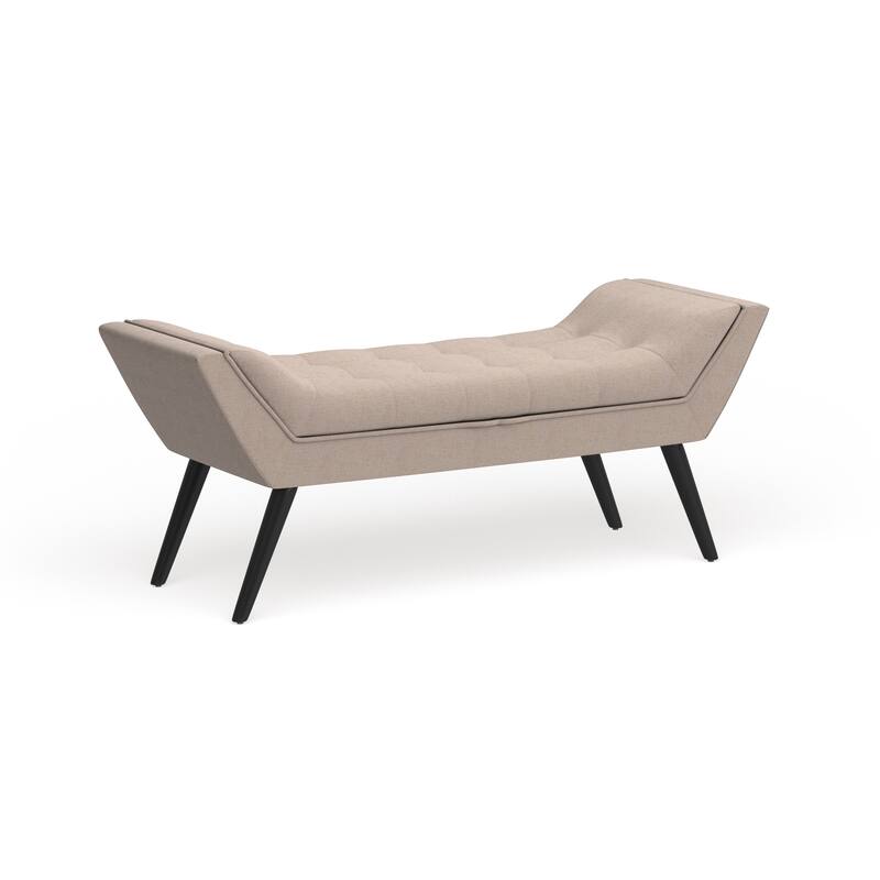 Carson Carrington Nesbyen Mid-century Modern Beige Linen 50-inch Bench