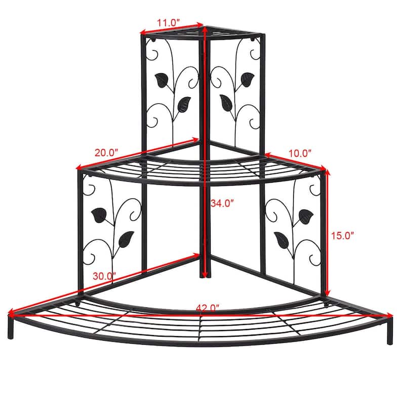 Costway 3 Tier Floral Corner Plant Stand Metal Flower Pot Rack Stair