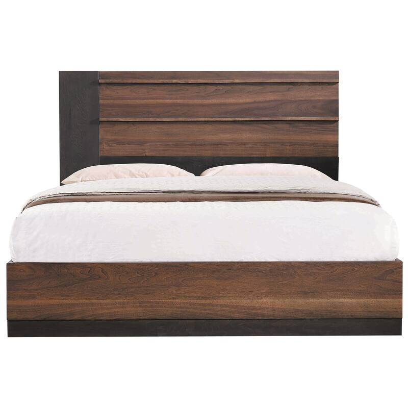Gracia Walnut and Black Platform Bed