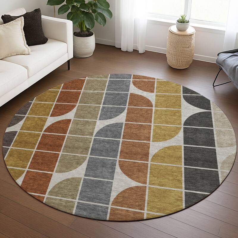 Machine Washable Indoor/ Outdoor Modern Finch Chantille Rug