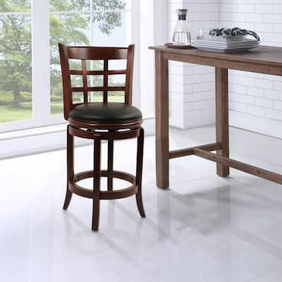 Kyoto Black Wood 24-inch Swivel Stool