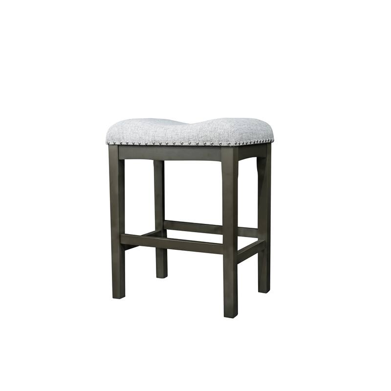 Azalea Park Counter Height Upholstered Wood Saddle Stool - 17.95 W x 12.2 D x 24 H"