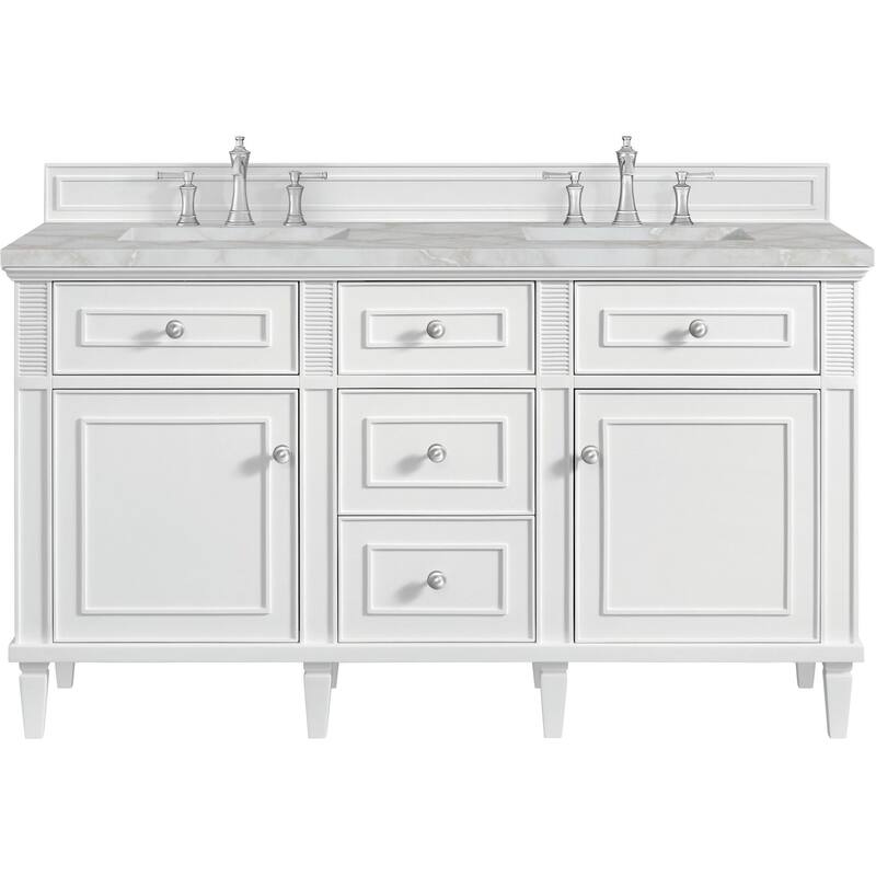 James Martin Vanities 424-V60D-FVSL Lorelai 60" Free Standing Double - Bright White
