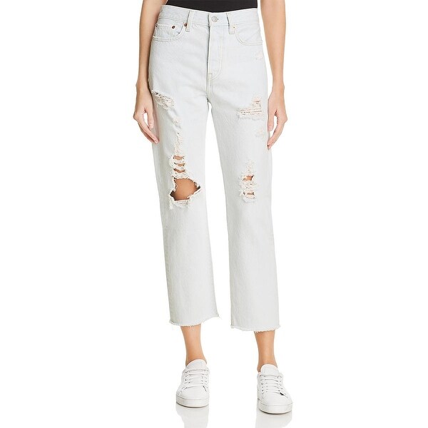 levi distressed straight leg jeans