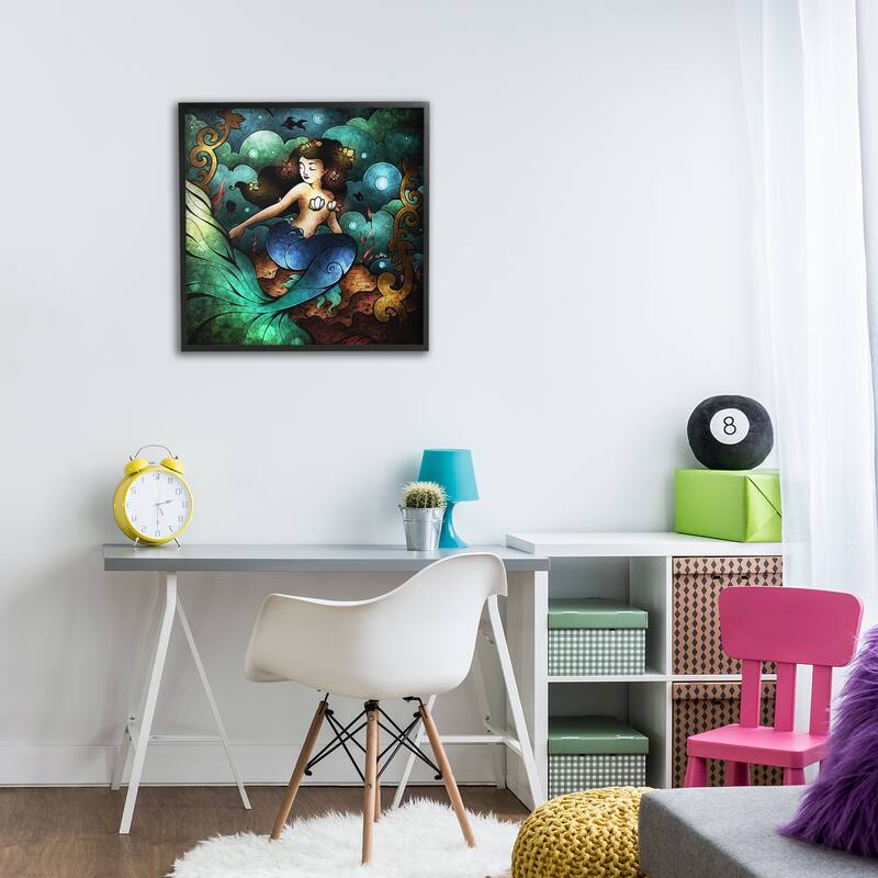 Stupell Vivid Deco Mermaid Framed Giclee Art Design By Mandie Manzano
