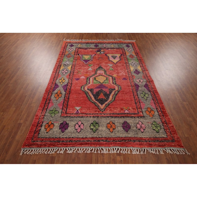 Plush Moroccan Oriental Area Rug Hand-Knotted Wool Carpet - 7'6"x 10'11"