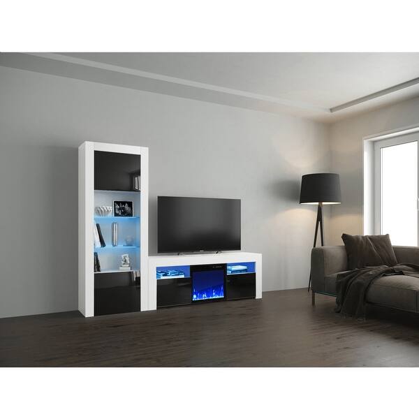Shop Milano Set 145ef Bk Electric Fireplace Modern Wall Unit