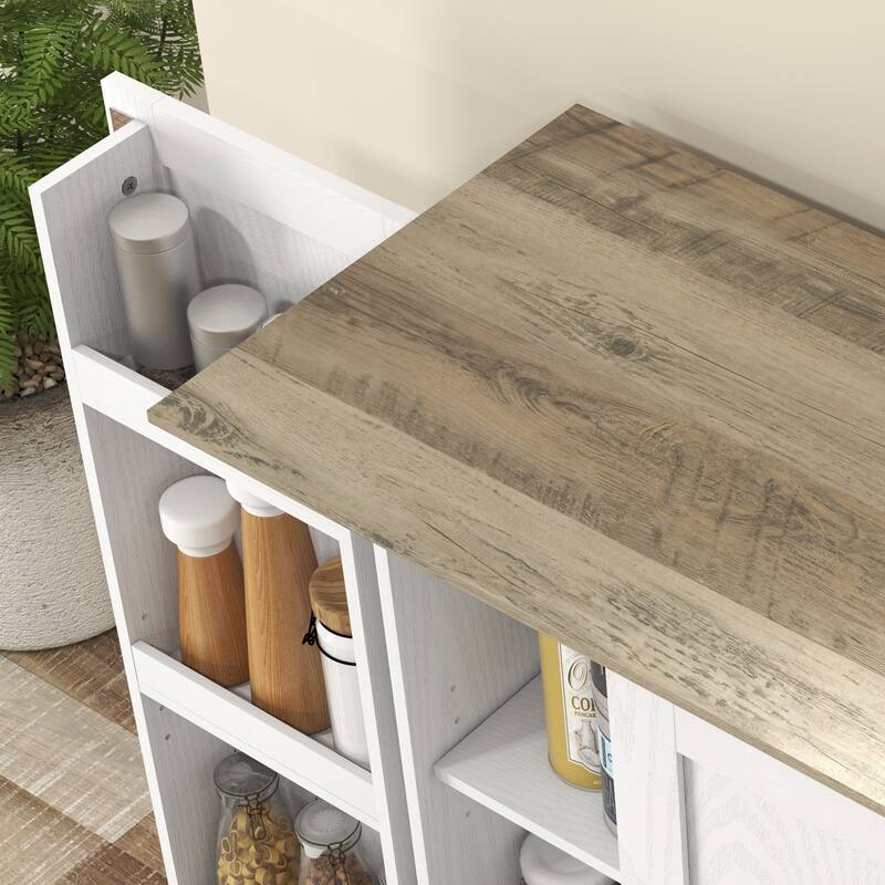 70" Modern Kitchen Pantry Cabinet with Spice Racks and Adjustable Shelves