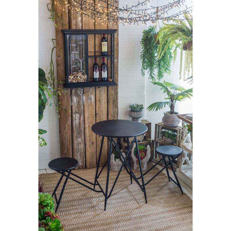 Stylish Wine Storage Rack, Wall Mounted Liquor Display Rack with Wine Glass Rack, Black Wine Bar Shelf for Bar