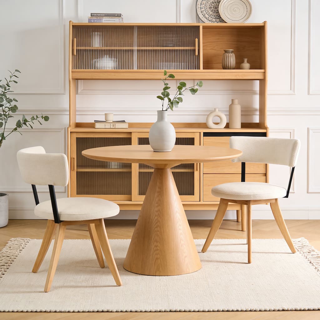 Christopher Knight Home - Modern Upholstered Rubber Wood Dining Chairs with Curved Back