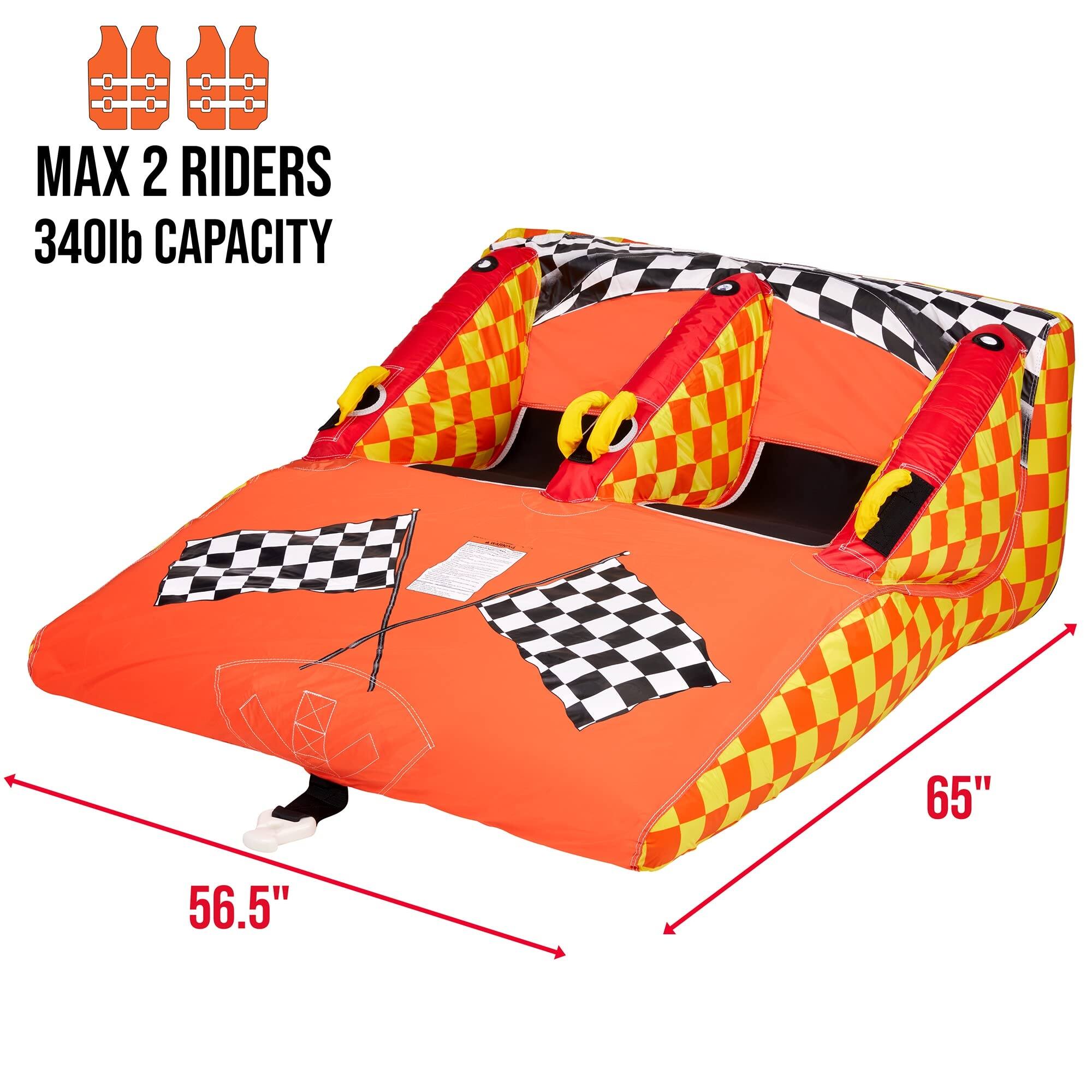 Sunny & Fun Towable Water Tube, 2 Person Boat Tube with Air Pump & Tow