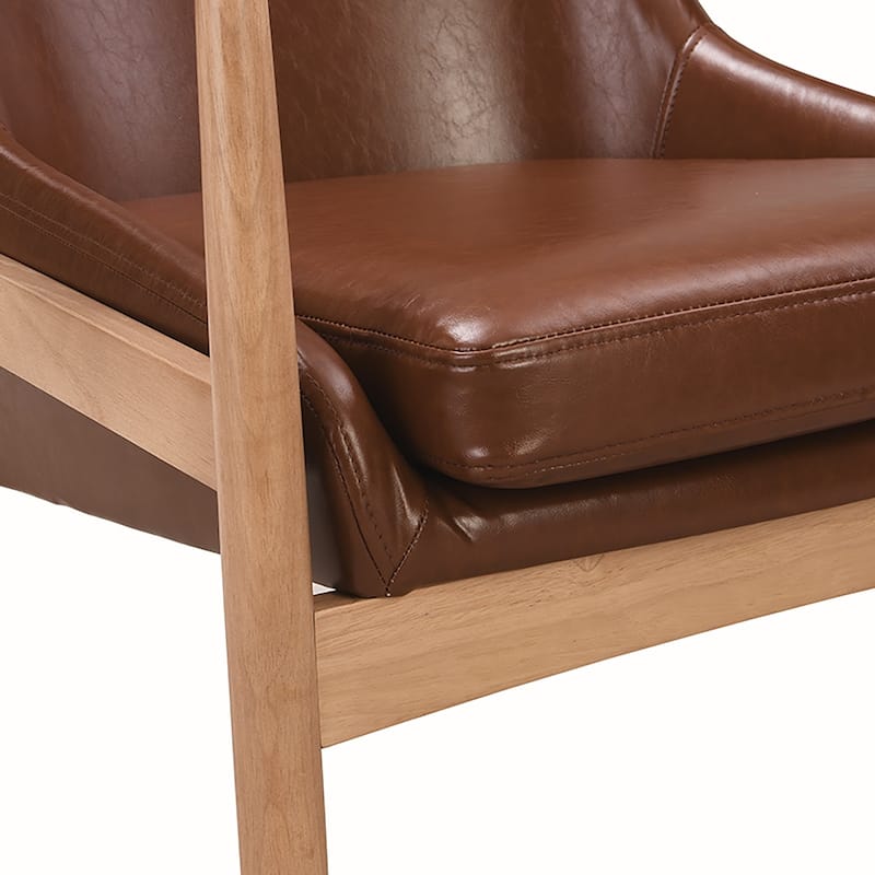 PU Leather Armchair With Wood Frame