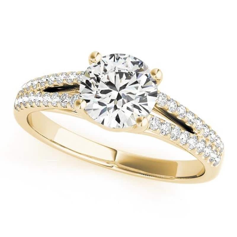 Auriya 14k Gold 1ctw Moissanite and Diamond Engagement Ring 1/5ct TDW