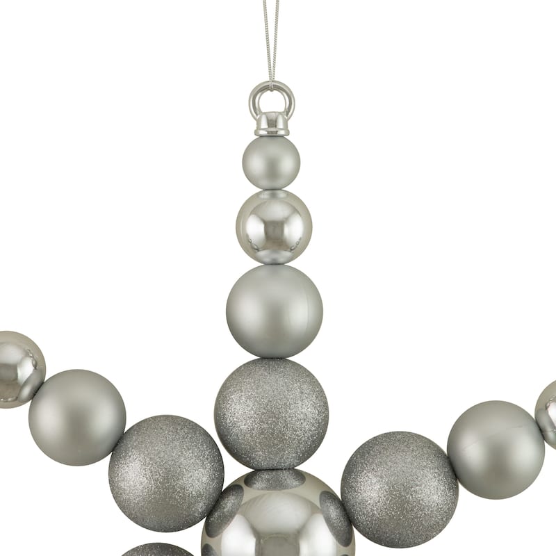 18" Silver 3-Finish Ball Snowflake Commercial Christmas Ornament