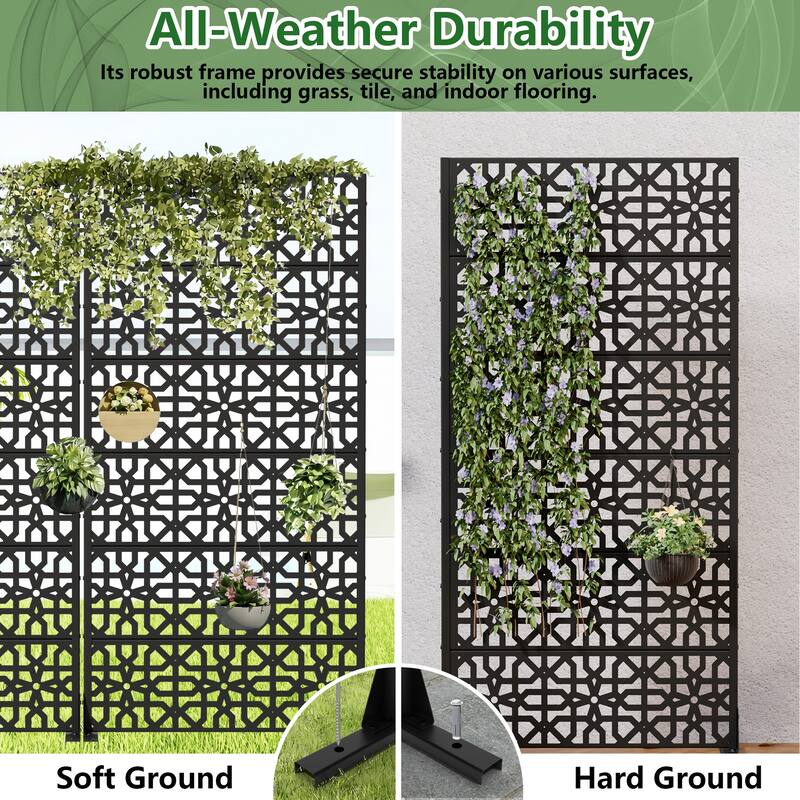 Rectangle Outdoor Privacy Screens Metal Screen Fence Panel Set of 2