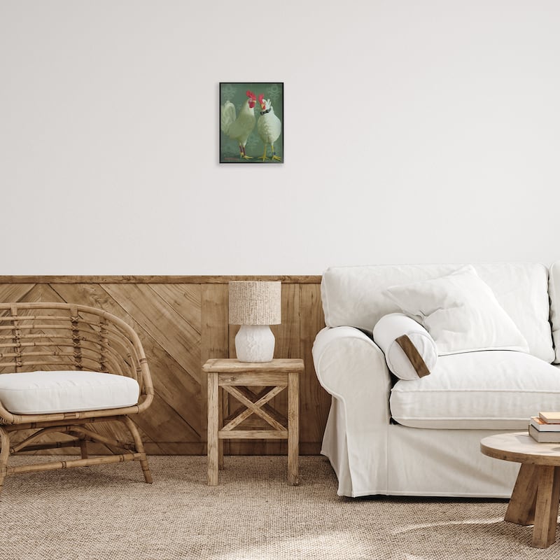 Stupell Stylish Roosters Pair Framed Giclee Art Design By Heather Gauthier