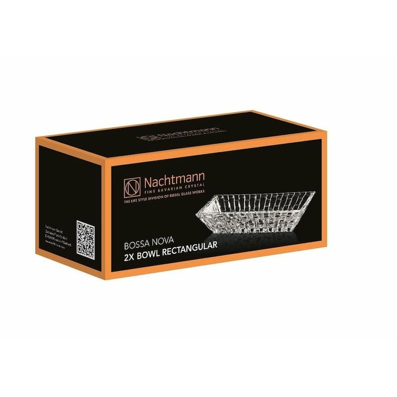 Nachtmann Set of 2 Bossa Nova Rectangular Bowls - 3 1/3 x 6 2/3 inch