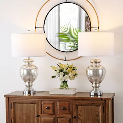SAFAVIEH Lighting 28 inch Turquoise Glass Table Lamp (Set of 2) - 15"W x 15"D x 28"H