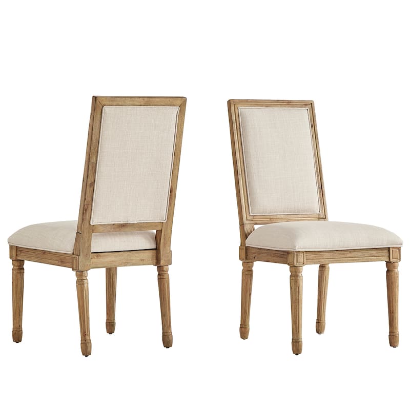 Deana Rectangular Linen Dining Chairs (Set of 2) by iNSPIRE Q Artisan - Natural Finish - Beige Linen
