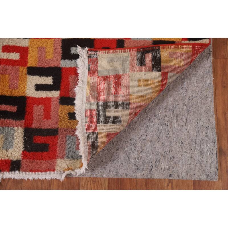Hand Knotted Oriental 100% Wool Carpet Modern All-Over Red Gabbeh Area Rug - 7' 10'' X 4' 6''